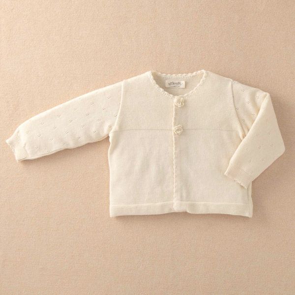 オーガニックコットン ベビーニットカーディガン フラワー 80