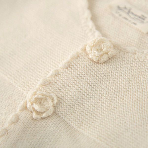 オーガニックコットン ベビーニットカーディガン フラワー 80