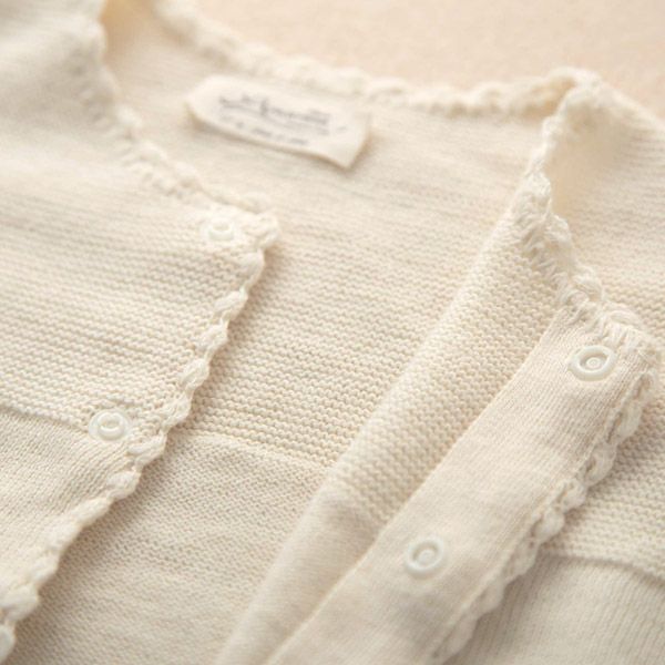 オーガニックコットン ベビーニットカーディガン フラワー 80