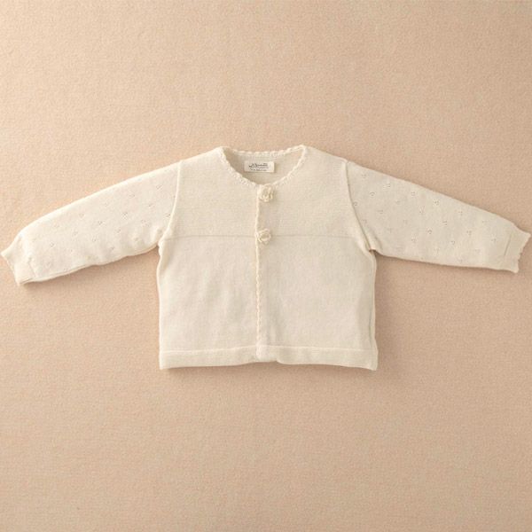 オーガニックコットン ベビーニットカーディガン フラワー 80