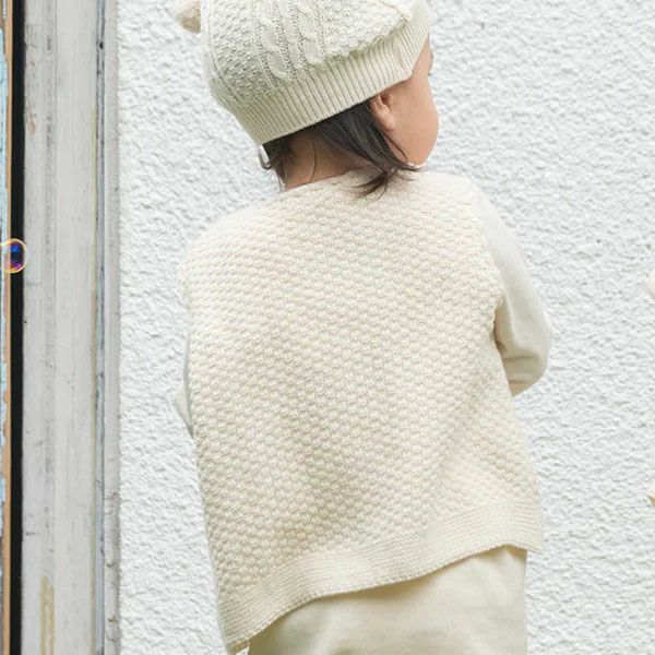 オーガニックコットン ベビーニットベスト ボタン 80