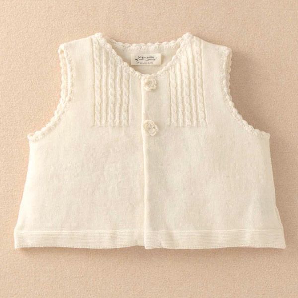 オーガニックコットン ベビーニットベスト フラワー 80