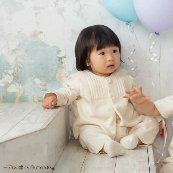 オーガニックコットン ベビーニットベスト フラワー 80