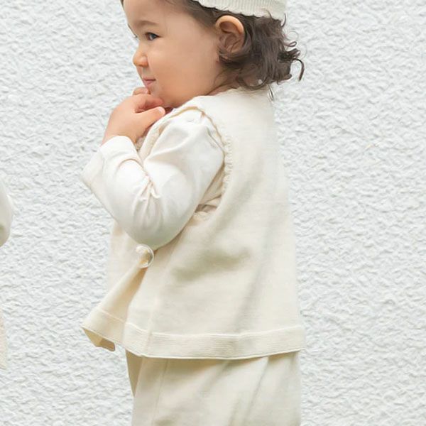 オーガニックコットン ベビーニットベスト フラワー 80