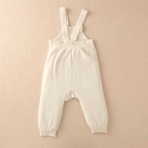 オーガニックコットン ベビーニットサロペット 編みボタン 80