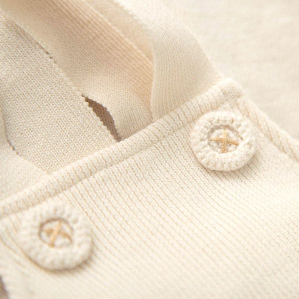 オーガニックコットン ベビーニットサロペット 編みボタン 80
