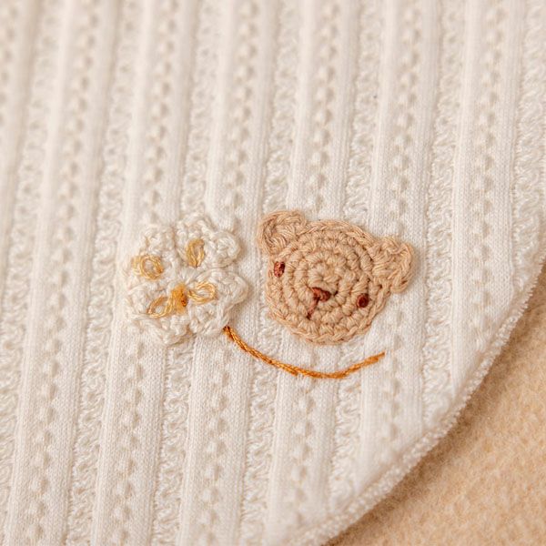 オーガニックコットン ベビー【手編みモチーフ】レーシーニットのスタイ