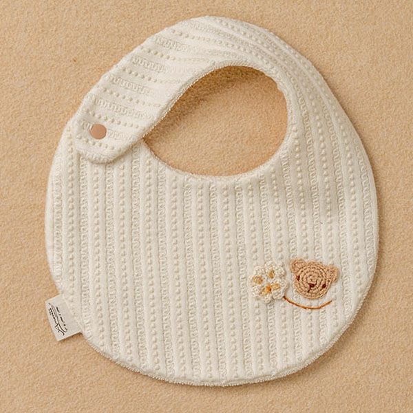 オーガニックコットン ベビー【手編みモチーフ】レーシーニットのスタイ