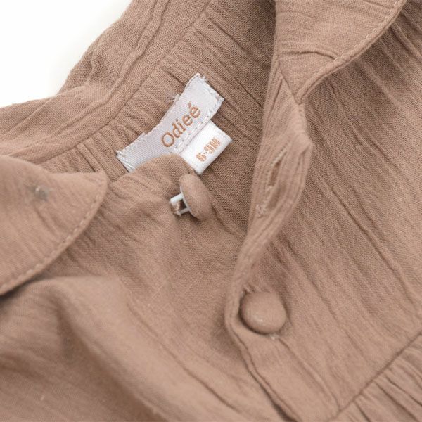 オーガニックコットン ベビークレープえり付きロンパース(長袖)