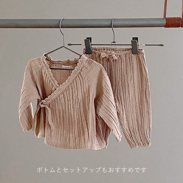 オーガニックコットン ベビークレープカシュクールブラウス(長袖)