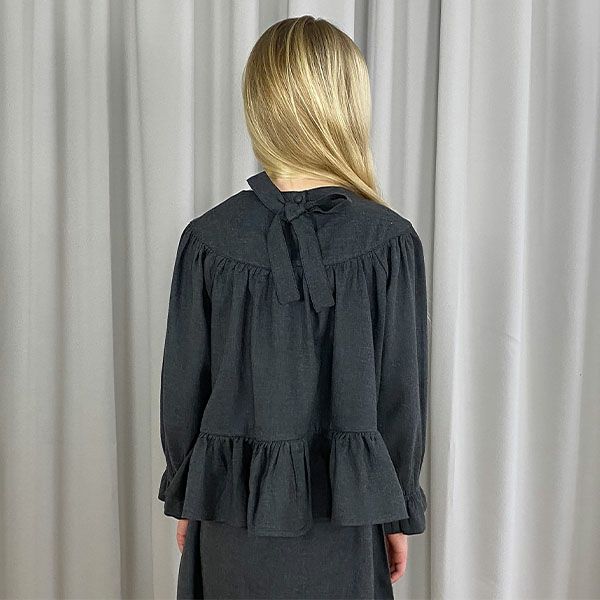オーガニックコットン キッズフランネルフリルブラウス(長袖)