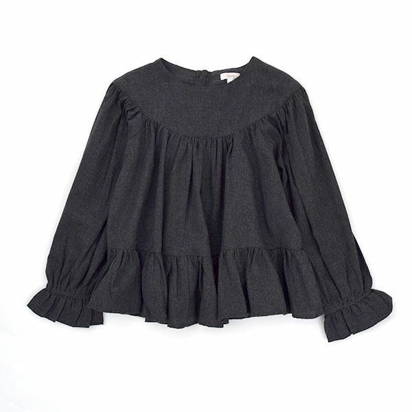 オーガニックコットン キッズフランネルフリルブラウス(長袖)