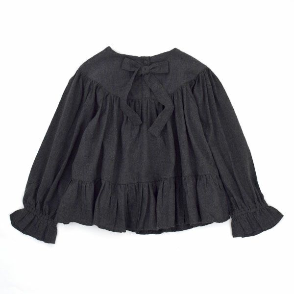 オーガニックコットン キッズフランネルフリルブラウス(長袖)