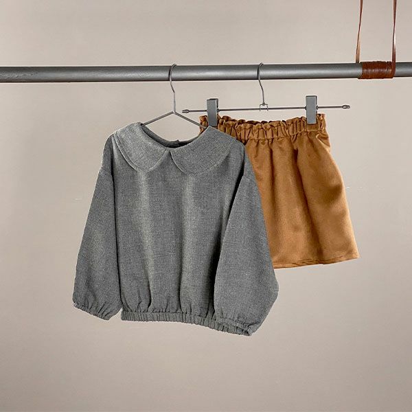 オーガニックコットン キッズフランネルえり付きブラウス(長袖)