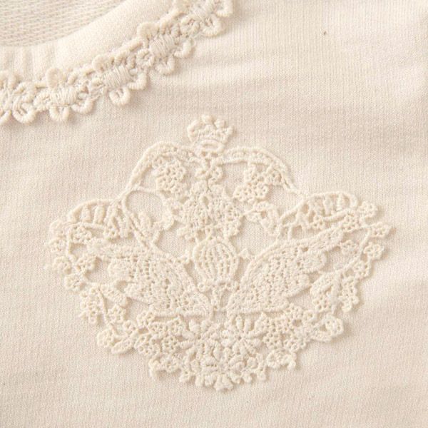 オーガニックコットン ベビー【エンジェルフェザーレース】長袖Ｔシャツ ナチュラル 80