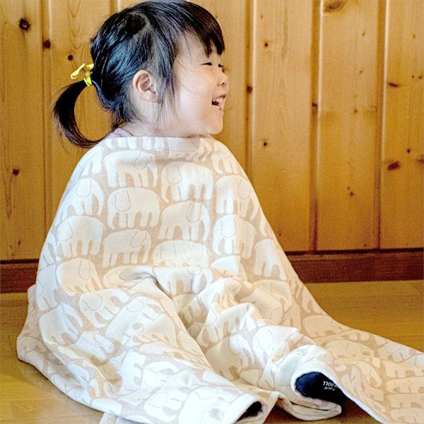 オーガニックコットン フィンレイソン エレファンティ ひざ掛け 100×68