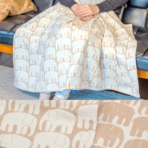 オーガニックコットン フィンレイソン エレファンティ 大判ひざ掛け 100×145