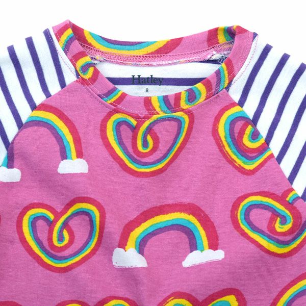 オーガニックコットン キッズラグランパジャマ（長袖）Twisty Rainbow Hearts
