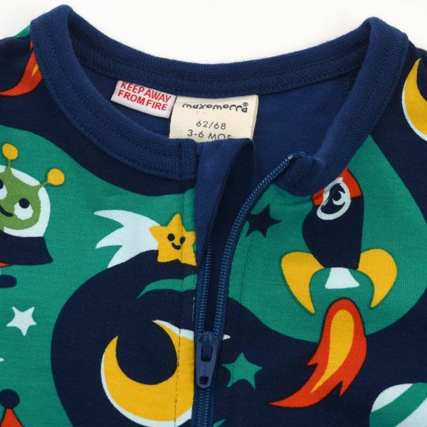 オーガニックコットン ベビージッパーカバーオール（長袖）Space