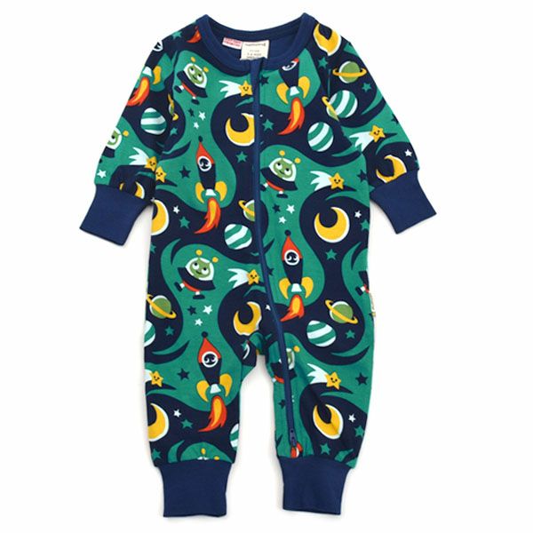 オーガニックコットン ベビージッパーカバーオール（長袖）Space