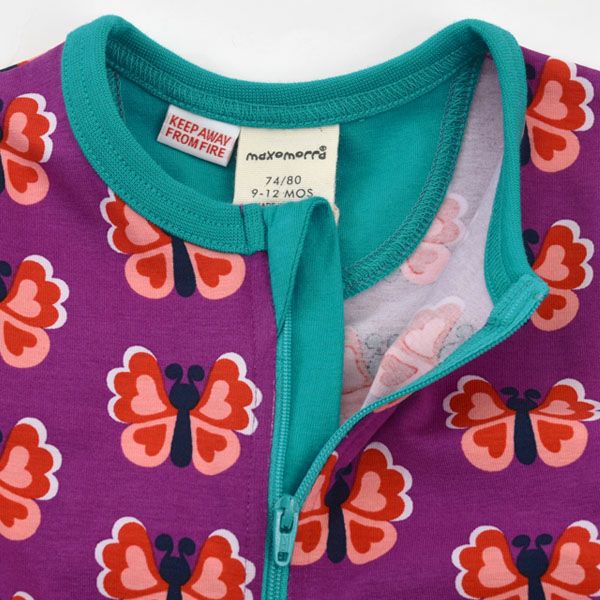 オーガニックコットン ベビージッパーカバーオール（長袖）Butterfly