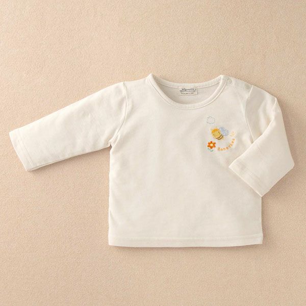 オーガニックコットン ベビー【みつばち】長袖Tシャツ 80