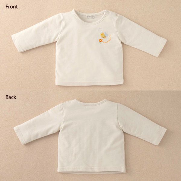オーガニックコットン ベビー【みつばち】長袖Tシャツ 80
