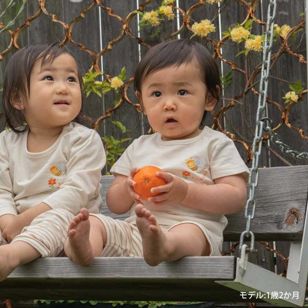 オーガニックコットン ベビー【みつばち】半袖Tシャツ 80