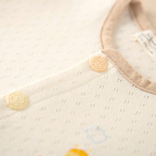 オーガニックコットン ベビー【みつばち】エリゼの半袖カバーオール 60-70