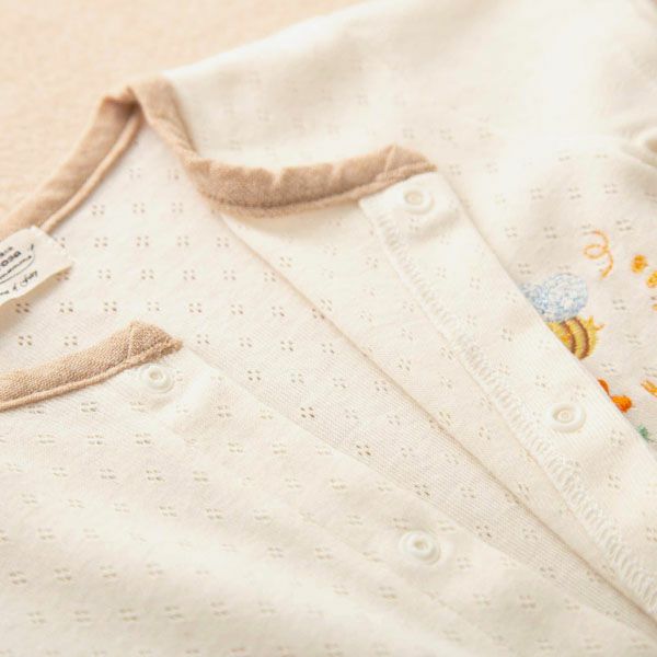 オーガニックコットン ベビー【みつばち】エリゼの半袖カバーオール 60-70