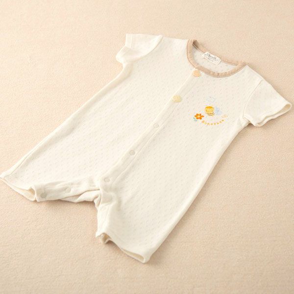 オーガニックコットン ベビー【みつばち】エリゼの半袖カバーオール 60-70
