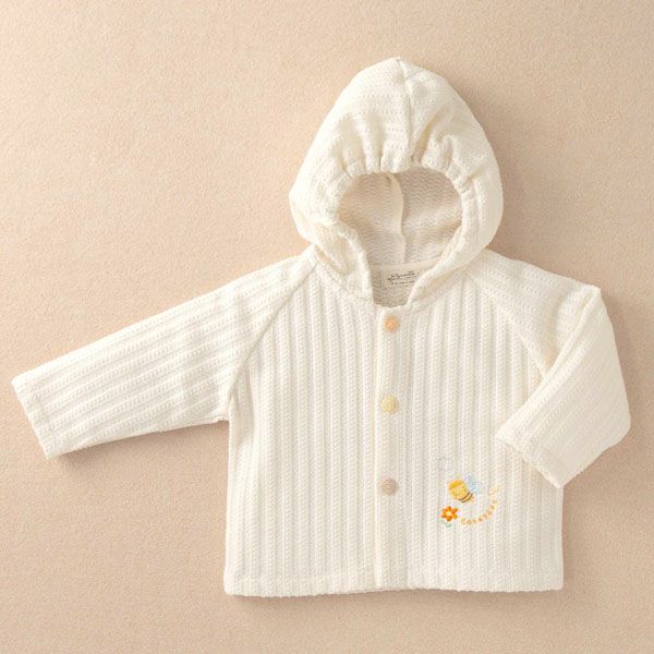オーガニックコットン ベビー【みつばち】レーシーニットのパーカー 70-80