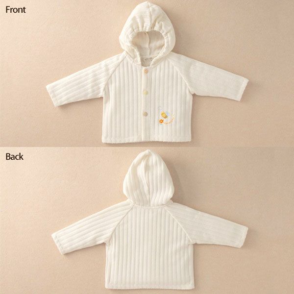 オーガニックコットン ベビー【みつばち】レーシーニットのパーカー 70-80