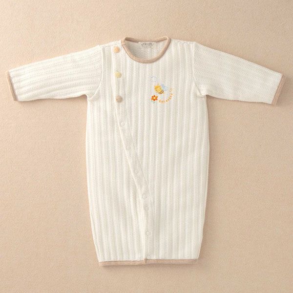 オーガニックコットン ベビー【みつばち】レーシーニットの兼用ドレス 50-70