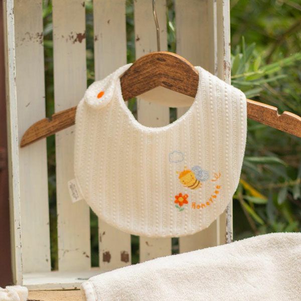 オーガニックコットン ベビー【みつばち】レーシーニットのスタイ