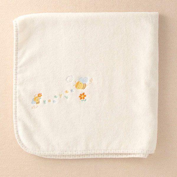 オーガニックコットン ベビー【みつばち】シャーリングパイルのアフガン 75×75