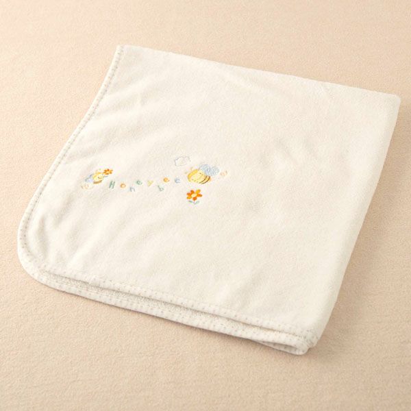 オーガニックコットン ベビー【みつばち】シャーリングパイルのアフガン 75×75