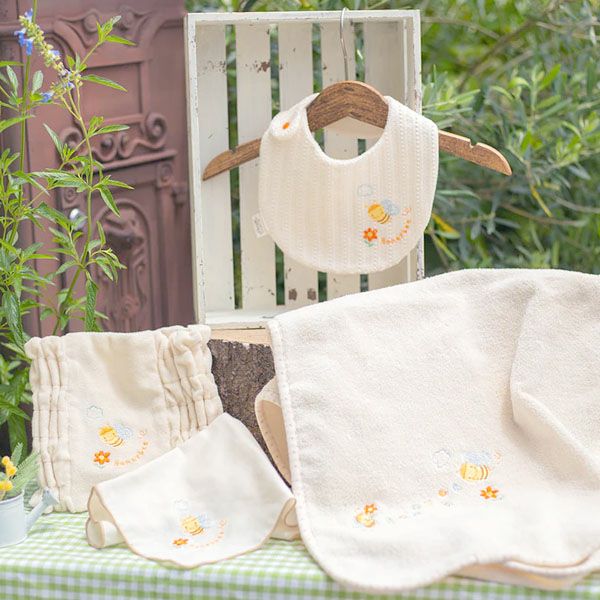 オーガニックコットン ベビー【みつばち】パイルとガーゼのはらまき