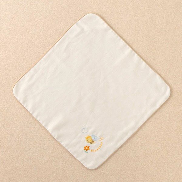オーガニックコットン ベビー【みつばち】ガーゼハンカチ 27×27