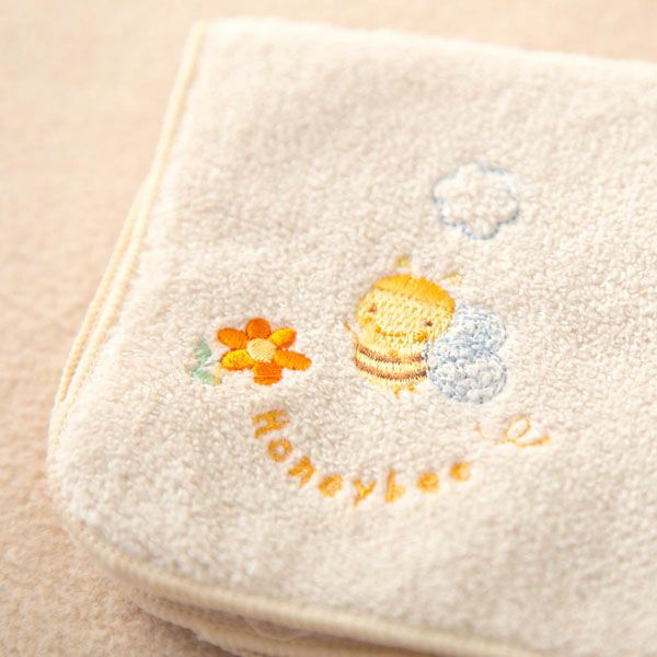 オーガニックコットン ベビー【みつばち】パイルハンカチ24×24