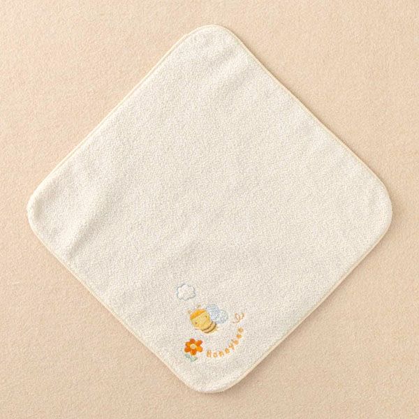 オーガニックコットン ベビー【みつばち】パイルハンカチ24×24