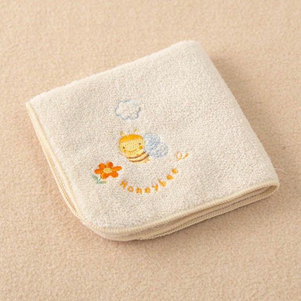 オーガニックコットン ベビー【みつばち】パイルハンカチ24×24