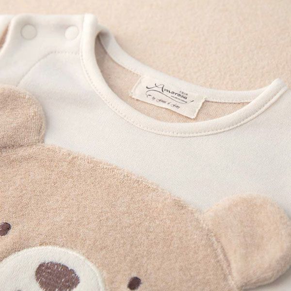 オーガニックコットン ベビー【くまのコットン】パイルとスムースのカバーオール 60-70