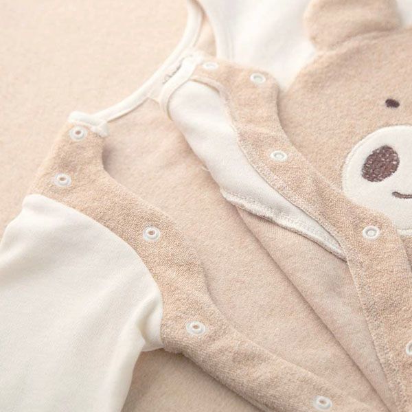 オーガニックコットン ベビー【くまのコットン】パイルとスムースのカバーオール 60-70