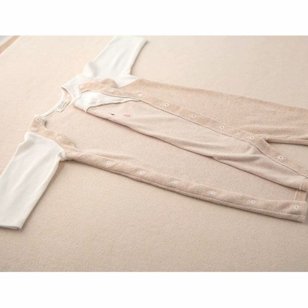 オーガニックコットン ベビー【くまのコットン】パイルとスムースのカバーオール 60-70