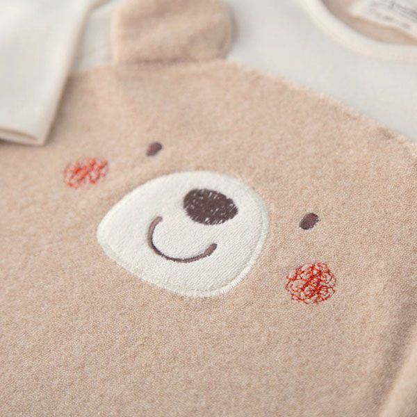 オーガニックコットン ベビー【くまのコットン】パイルとスムースのカバーオール 60-70