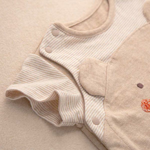 オーガニックコットン ベビー【くまのコットン】天竺半袖カバーオール 60-70