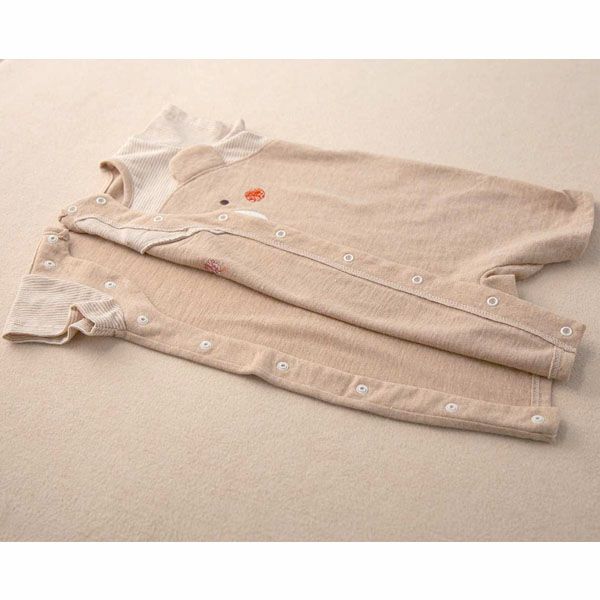 オーガニックコットン ベビー【くまのコットン】天竺半袖カバーオール 60-70