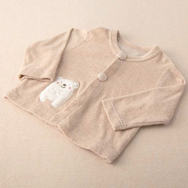 オーガニックコットン ベビー【くまのコットン】パイルカーディガン