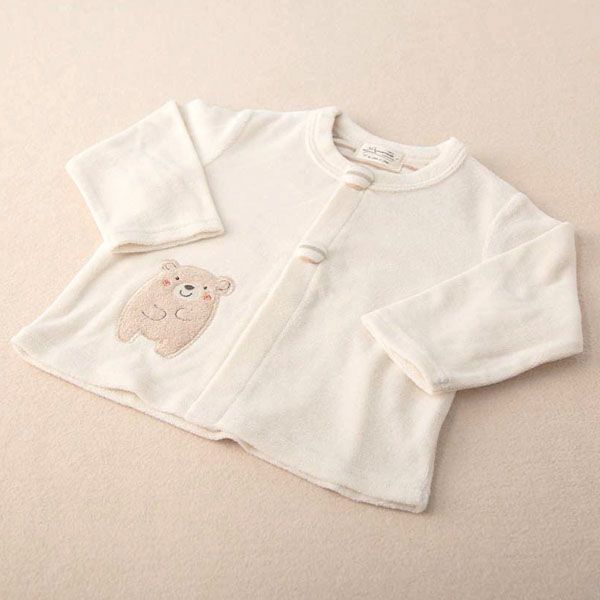 オーガニックコットン ベビー【くまのコットン】パイルカーディガン